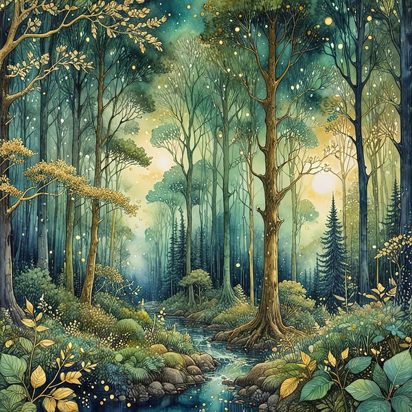 Watercolor Forest Digital Paper Set: Green Landscape JPGs (Commercial Use) — image 11