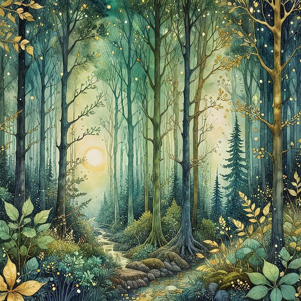 Watercolor Forest Digital Paper Set: Green Landscape JPGs (Commercial Use) — image 12