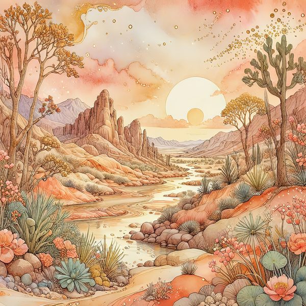 Watercolor Desert Sunset Digital Paper: Peach & Earth Tones Backgrounds (Instant Download, Commercial Use) — image 8