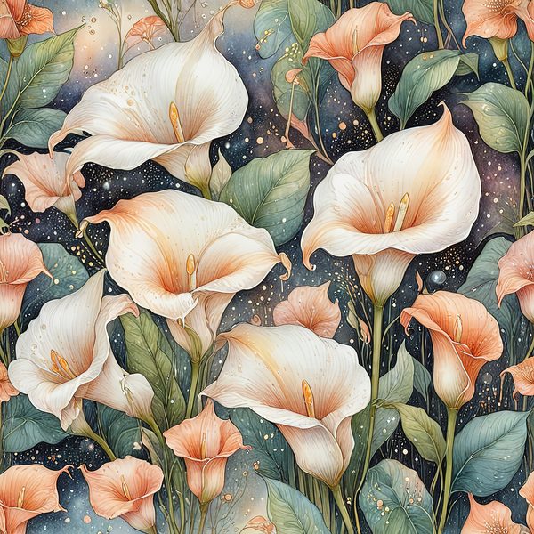 Watercolor Calla Lilies Digital Paper Set: Peach & Cream (10 JPGs) — image 4