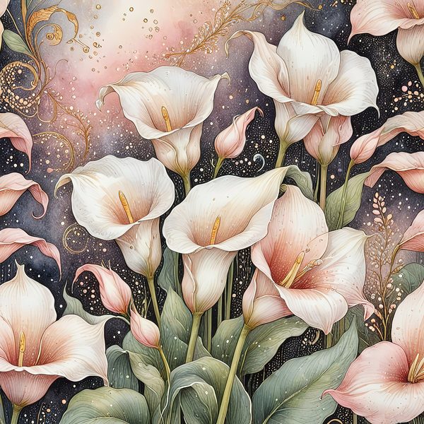 Watercolor Calla Lilies with Soft Gold Accents Digital Paper Set in Pastel Hues, 10 JPGs, Perfect for Scrapbooking, Card Making, Commercia — image 3