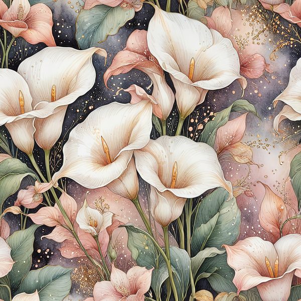 Watercolor Calla Lilies with Soft Gold Accents Digital Paper Set in Pastel Hues, 10 JPGs, Perfect for Scrapbooking, Card Making, Commercia — image 12