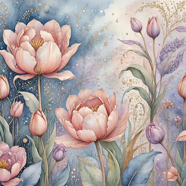 Watercolor Tulip Digital Paper: Pastel Floral Scrapbook JPGs (Digital Download) — image 6