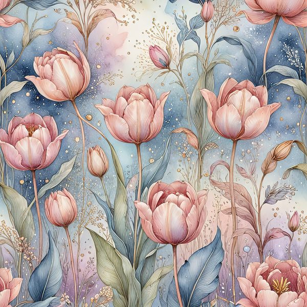 Watercolor Tulip Digital Paper: Pastel Floral Scrapbook JPGs (Digital Download) — image 11