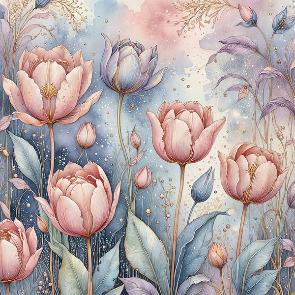 Watercolor Tulip Digital Paper: Pastel Floral Scrapbook JPGs (Digital Download) — image 12