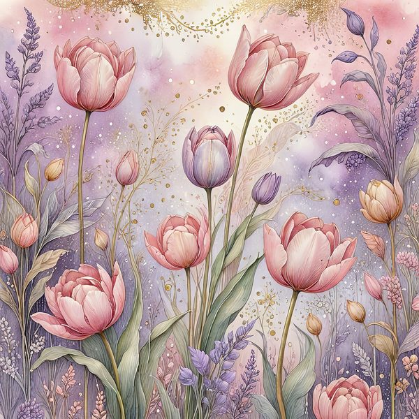 Watercolor Tulip Digital Paper: Pastel Purple Hues (10 JPGs) — image 2
