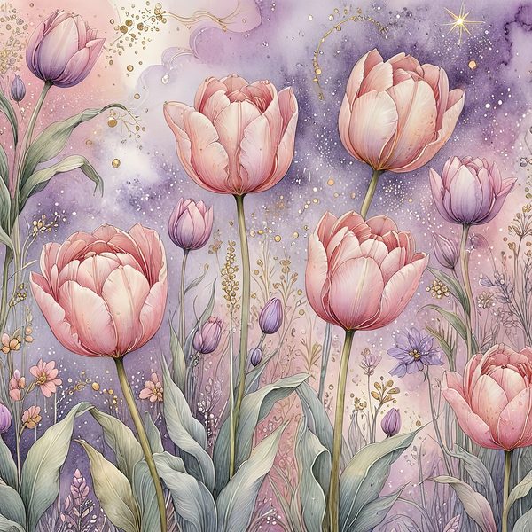 Watercolor Tulip Digital Paper: Pastel Purple Hues (10 JPGs) — image 10
