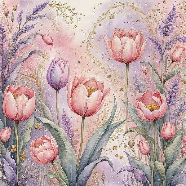 Watercolor Tulip Digital Paper: Pastel Purple Hues (10 JPGs) — image 12