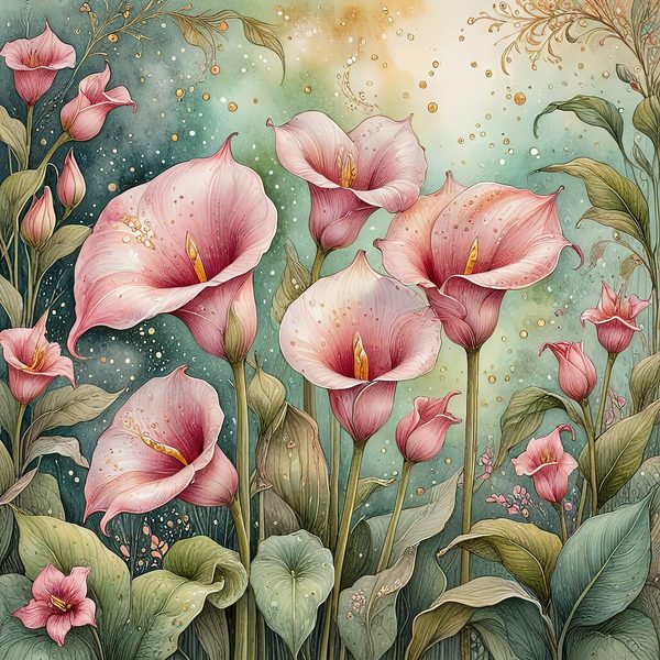 Watercolor Calla Lilies with Soft Green Background Digital Paper Set in Blush Tones, 10 JPGs, Perfect for Scrapbooking, DIY Crafting Decor — image 6