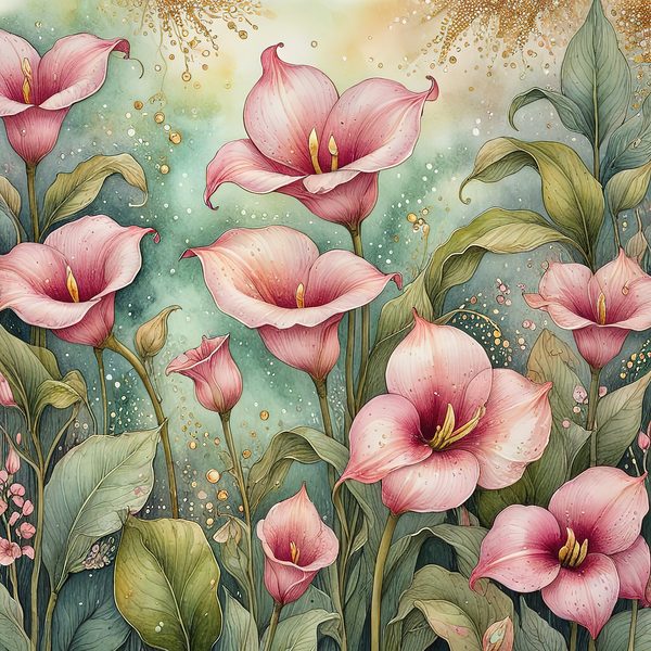 Watercolor Calla Lilies with Soft Green Background Digital Paper Set in Blush Tones, 10 JPGs, Perfect for Scrapbooking, DIY Crafting Decor — image 7