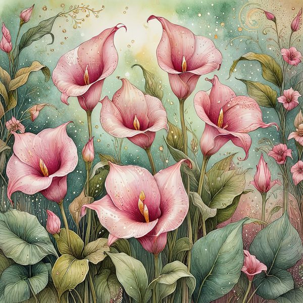 Watercolor Calla Lilies with Soft Green Background Digital Paper Set in Blush Tones, 10 JPGs, Perfect for Scrapbooking, DIY Crafting Decor — image 11