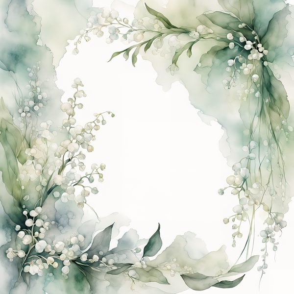 Watercolor Lily of the Valley Digital Paper: Emerald Green Scrapbook Papers (Digital Download, Commercial Use) — image 2