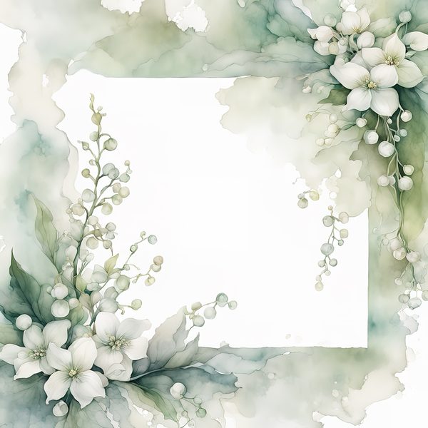 Watercolor Lily of the Valley Digital Paper: Emerald Green Scrapbook Papers (Digital Download, Commercial Use) — image 3