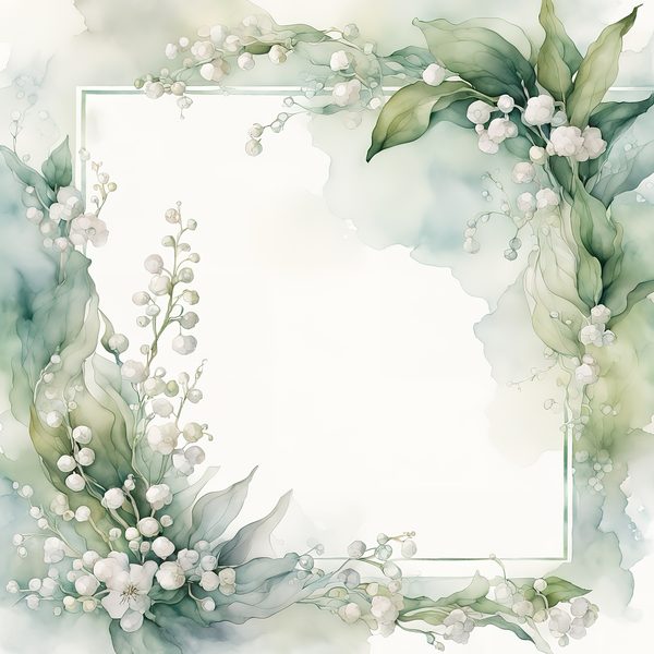 Watercolor Lily of the Valley Digital Paper: Emerald Green Scrapbook Papers (Digital Download, Commercial Use) — image 4