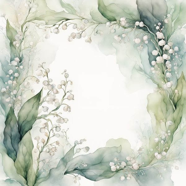 Watercolor Lily of the Valley Digital Paper: Emerald Green Scrapbook Papers (Digital Download, Commercial Use) — image 5