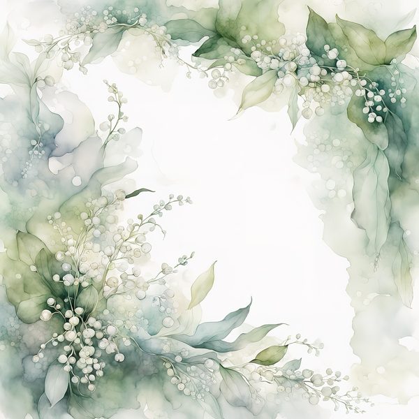 Watercolor Lily of the Valley Digital Paper: Emerald Green Scrapbook Papers (Digital Download, Commercial Use) — image 9