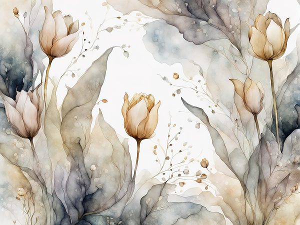 Watercolor Tulip Digital Paper: Soft Earthy Tones Background Scrapbook Papers (Digital Download, Commercial Use) — image 2
