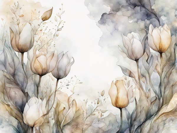 Watercolor Tulip Digital Paper: Soft Earthy Tones Background Scrapbook Papers (Digital Download, Commercial Use) — image 4