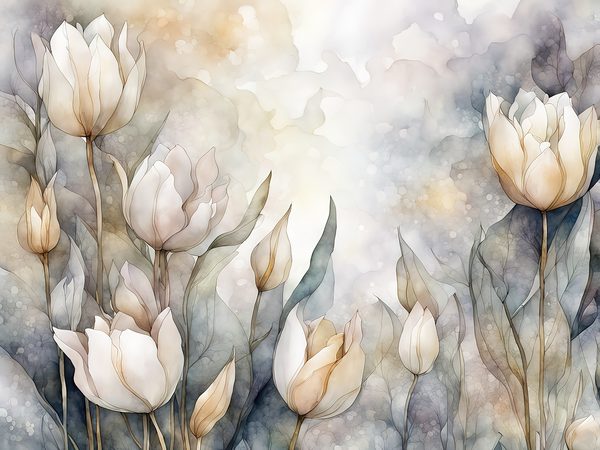 Watercolor Tulip Digital Paper: Soft Earthy Tones Background Scrapbook Papers (Digital Download, Commercial Use) — image 5