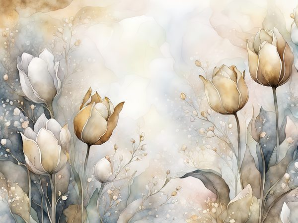 Watercolor Tulip Digital Paper: Soft Earthy Tones Background Scrapbook Papers (Digital Download, Commercial Use) — image 7