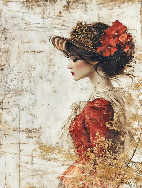 Watercolor Vintage Ladies Portrait Junk Journal Pages (Digital Download, Commercial Use) — image 1