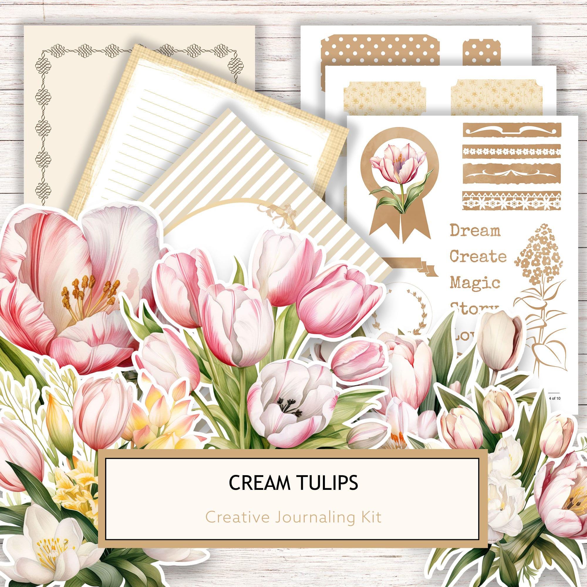 Watercolor Tulip Ephemera Kit: Junk Journaling, Scrapbooking (Digital Download)