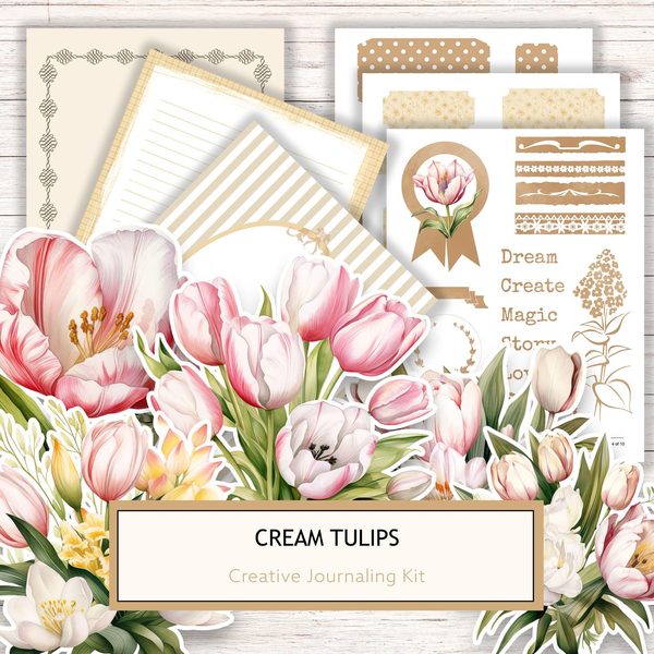 Watercolor Tulip Ephemera Kit: Junk Journaling, Scrapbooking (Digital Download)