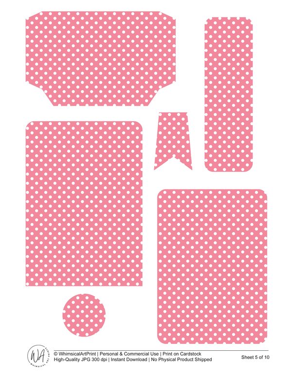 Watercolor Floral Ephemera Kit: Coral & Pink, Junk Journaling (Commercial Use, Digital Download) — image 6