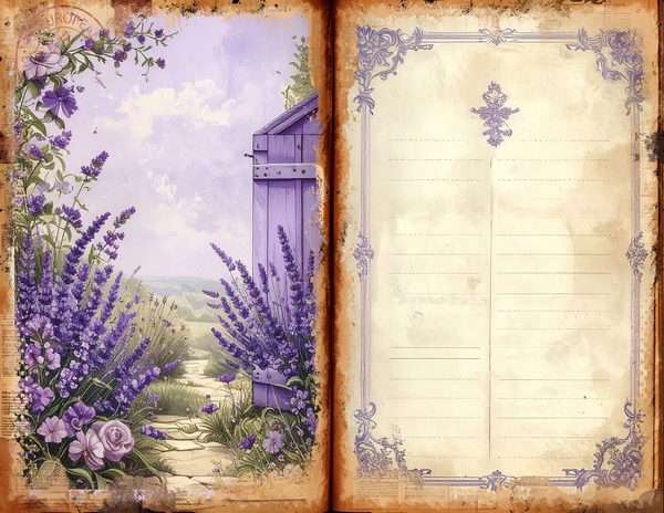 Watercolor Provence Farmhouse Printable Sheets for Junk Journaling and Scrapbooking Project — image 2