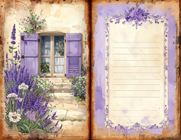 Watercolor Provence Farmhouse Printable Sheets for Junk Journaling and Scrapbooking Project — image 4