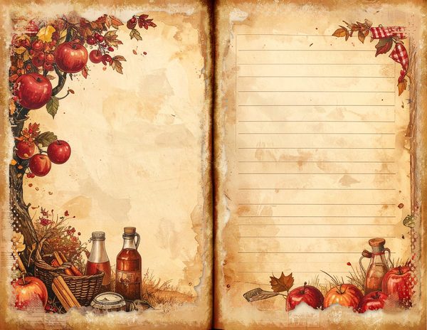 Apple Junk Journal Pages: Watercolor Bifold Sheets (Digital Download) — image 3