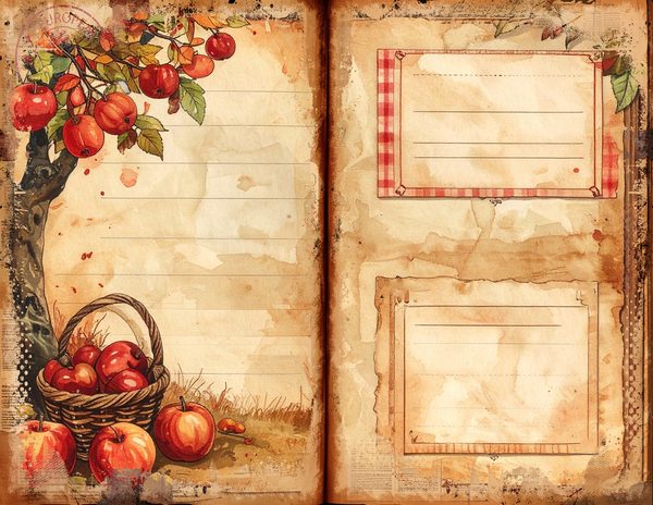 Apple Junk Journal Pages: Watercolor Bifold Sheets (Digital Download) — image 7