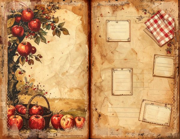 Apple Junk Journal Pages: Watercolor Bifold Sheets (Digital Download) — image 11