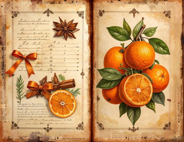 Watercolor Orange Junk Journal Pages: Pomander Spice Bifold Sheets (Digital Download) — image 9
