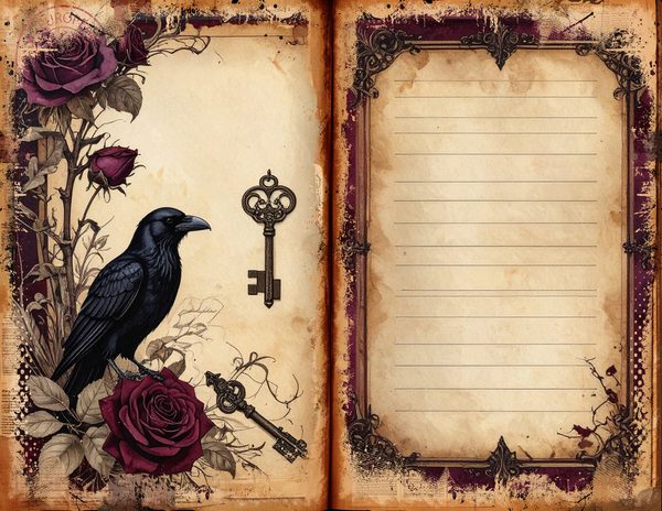 Midnight Raven Junk Journal Pages: Halloween Watercolor Bifold Sheets (Digital Download) — image 10