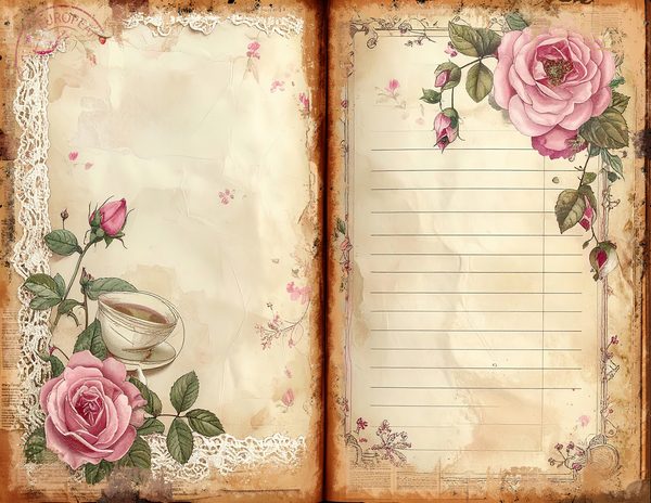 Watercolor Cottage Teatime Junk Journal: Shabby Chic Bifold Pages (Digital Download) — image 2
