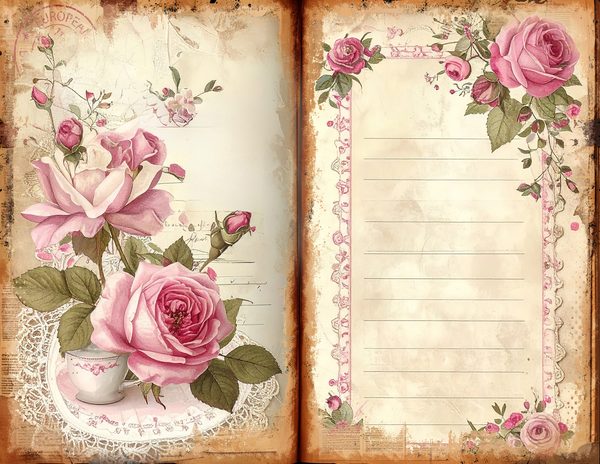 Watercolor Cottage Teatime Junk Journal: Shabby Chic Bifold Pages (Digital Download) — image 10
