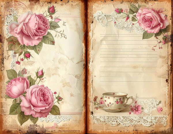 Watercolor Cottage Teatime Junk Journal: Shabby Chic Bifold Pages (Digital Download) — image 11