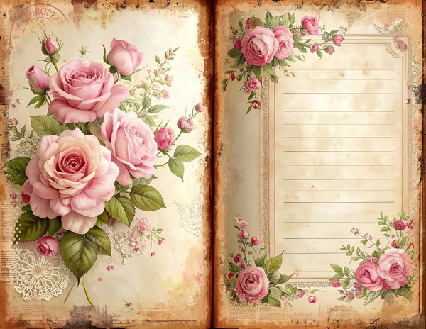 Watercolor Cottage Teatime Junk Journal: Shabby Chic Bifold Pages (Digital Download) — image 12