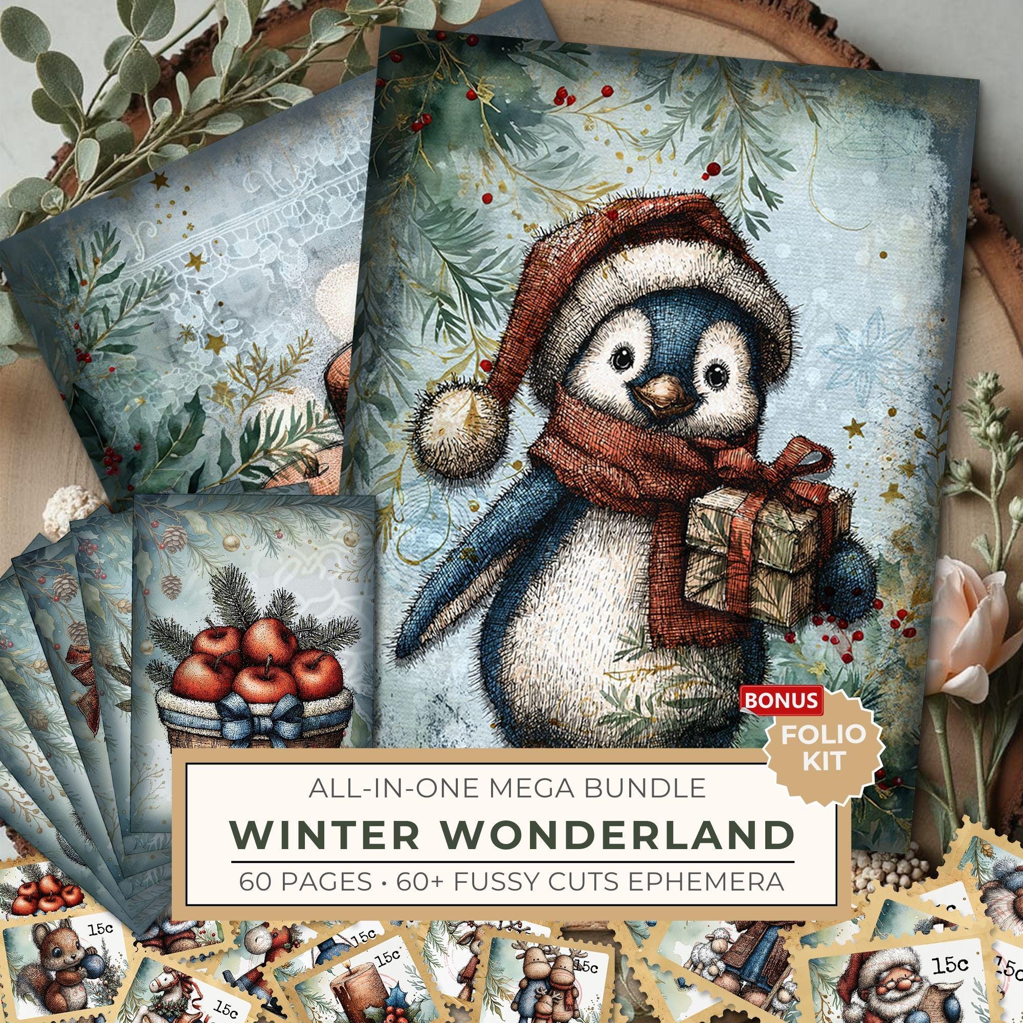 Winter Wonderland Junk Journal Kit | Mega Printable Bundle | Pages Ephemera Folio | Digital Download