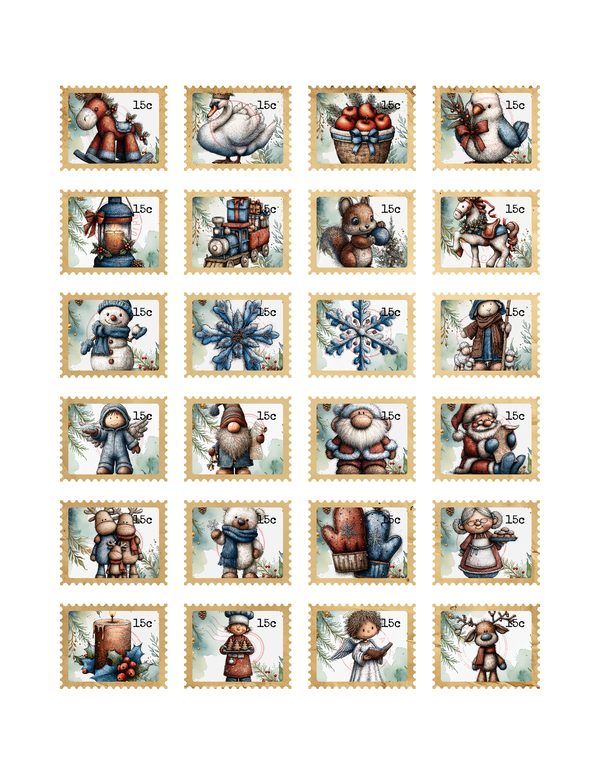 Ephemera & Fussy Cuts | Winter Wonderland Junk Journal | Printable Cards Tags Envelopes Stamps | Scrapbook Supply — image 6