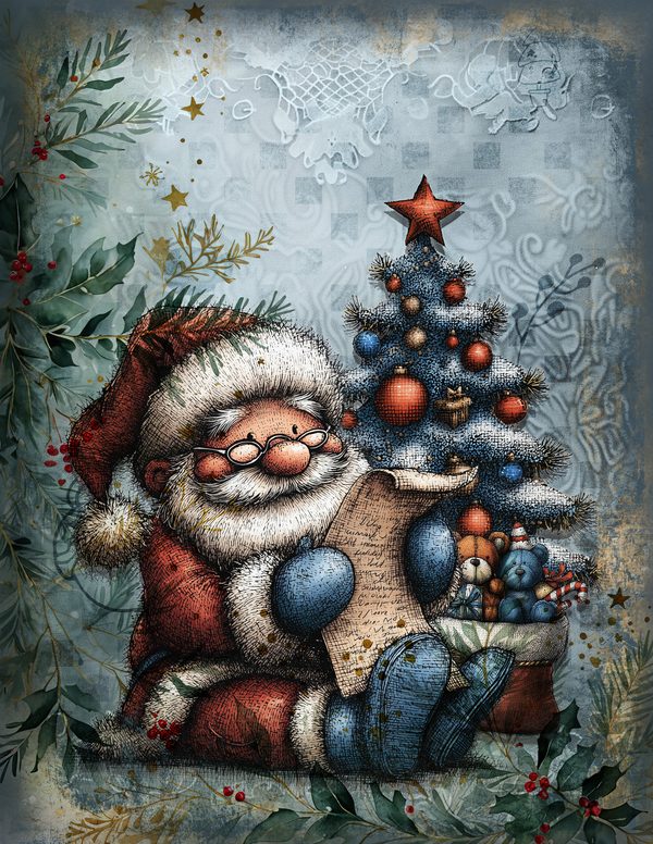 Vintage Blue Printable Papers | Winter Wonderland Junk Journal Pages | Whimsical Animals | Digital Download — image 1