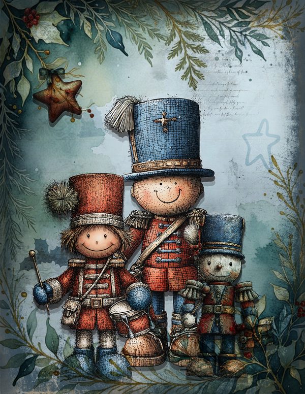 Vintage Blue Printable Papers | Winter Wonderland Junk Journal Pages | Whimsical Animals | Digital Download — image 3