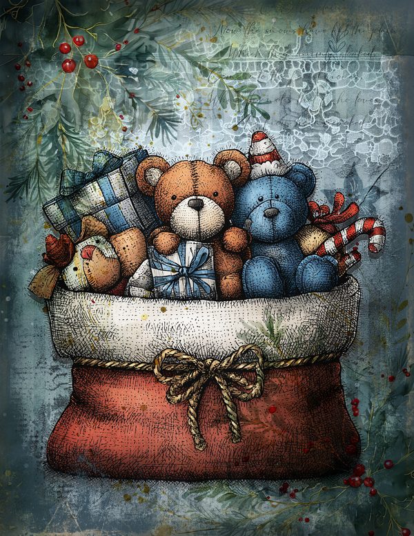 Vintage Blue Printable Papers | Winter Wonderland Junk Journal Pages | Whimsical Animals | Digital Download — image 6
