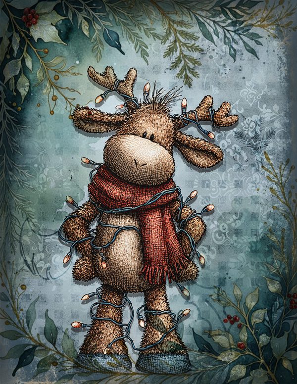 Vintage Blue Printable Papers | Winter Wonderland Junk Journal Pages | Whimsical Animals | Digital Download — image 9