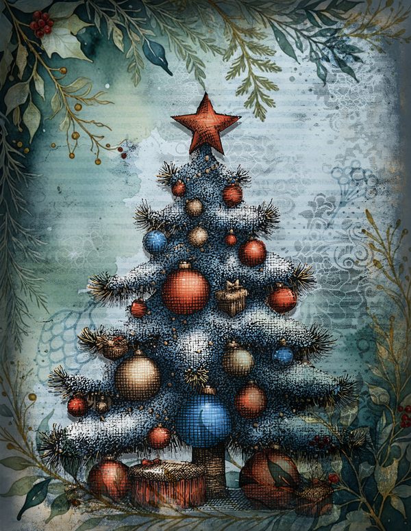 Vintage Blue Printable Papers | Winter Wonderland Junk Journal Pages | Whimsical Animals | Digital Download — image 13