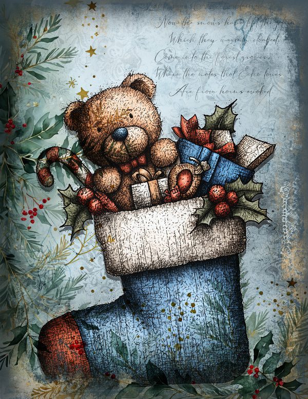 Vintage Blue Printable Papers | Winter Wonderland Junk Journal Pages | Whimsical Animals | Digital Download — image 14