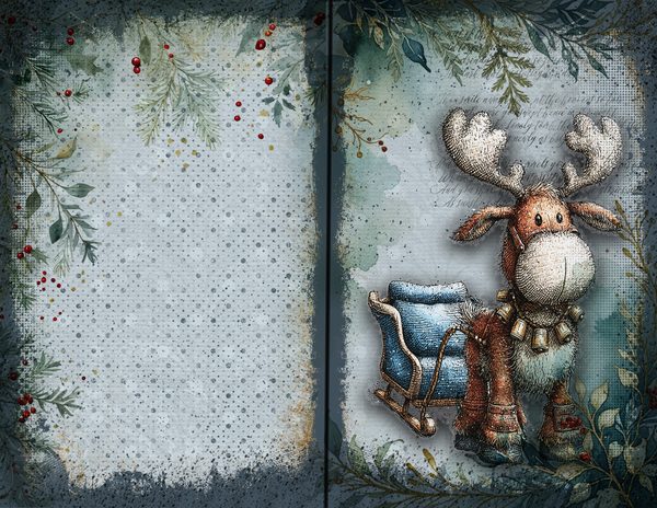Vintage Blue Printable Papers | Winter Wonderland Junk Journal Pages | Whimsical Animals | Digital Download — image 30