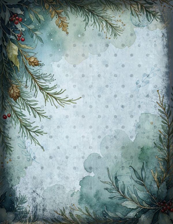 Vintage Blue Writing Pages | Winter Wonderland Junk Journal | Printable Textured Framed Papers | Digital Download — image 6
