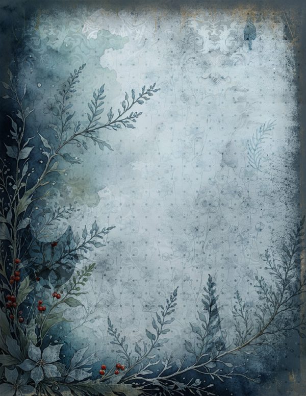 Vintage Blue Writing Pages | Winter Wonderland Junk Journal | Printable Textured Framed Papers | Digital Download — image 12